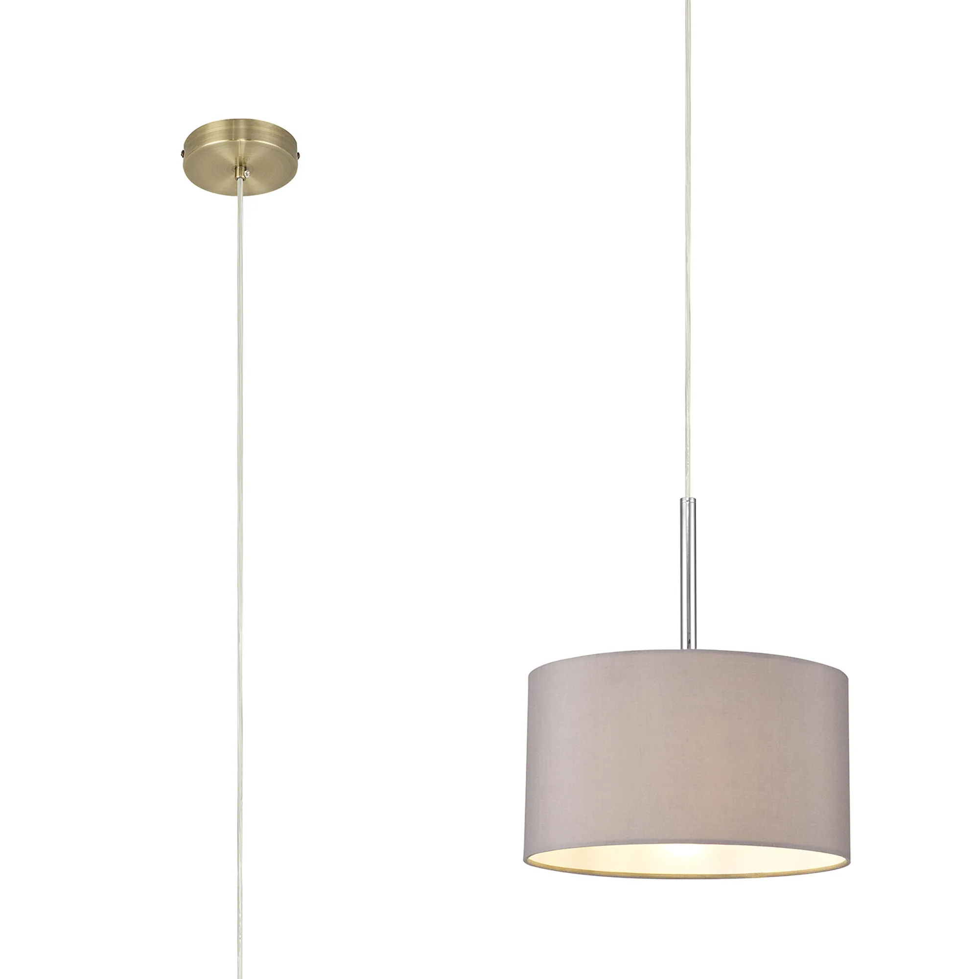 DK0206  Baymont 30cm Pendant 1 Light Antique Brass; Grey